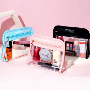 Sac de Maquillage Transparent en PVC à Logo Personnalisé, Trousse de Toilette de Voyage Portable avec Pochette Zippée, Rangement pour Cosmétiques et <span class=keywords><strong>Accessoires</strong></span> de <span class=keywords><strong>Beauté</strong></span> - Product Image 1