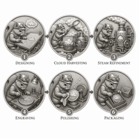 Pièce commémorative personnalisée en relief 3D, motif écureuil steampunk, plaquée argent antique, pièce de défi animale pour collection et cadeau
