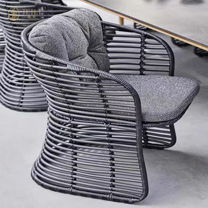 Conjunto de Muebles de Exterior de Lujo para Restaurante Comercial JEILI, Silla de Cuerda Tejida con Sombrilla, Mesa de Piedra, Impermeable, para Hotel, Resort, Piscina - Product Image 3