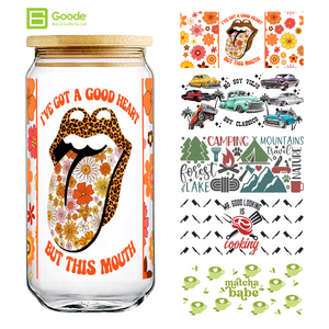 Adesivo Trasferibile Goode Durable 16oz per Tumbler, Impermeabile, Ecologico, in PET, a Tema Cartone Animato, per Veicoli Bassi, Campeggio Outdoor, Amore - Product Image 1
