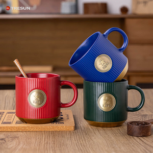 GIFT Factory Wholesale Customized 12 oz Ceramic Coffee Mugs Business Gift Christmas Relief Carving Logo Lid Reusable Classic - Product Image 5