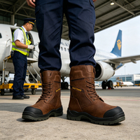 Bottes de travail OEM haute sécurité légères en cuir Crazy Horse avec semelle extérieure en PU, embout en acier anti-écrasement, confort et sécurité pour la construction