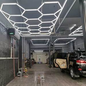 Dalles de sol en plastique emboîtables pour garage, faciles à nettoyer, pour salle de sport intérieure, garage, salon de coiffure, bureau, fonctionnant avec les lumières hexagonales - Product Image 3