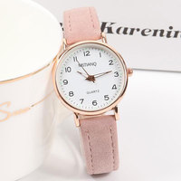 Jam Tangan Luminous Fashion Sederhana Retro untuk Wanita Jam Tangan Kecil Bulat Permukaan Kulit Berlapis Frost untuk Wanita
