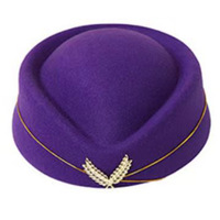 Boina de fieltro marrón de alta calidad para azafatas de aerolínea, gorra francesa blanca para mujer, ideal para exteriores.