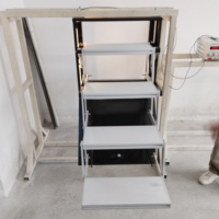 HEYRV Accessoires de caravane RV Step 4 Steps Escaliers de type électrique/manuel pliants avec échelles antidérapantes en acier à lumière LED