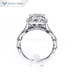 Tianyu Gems Diseño de lujo Corte radiante Moissanite Diamante 14K Oro blanco Anillo de joyería de oro Conjunto para mujer - Product Image 4