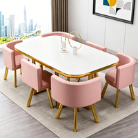 Ensemble de table à manger rectangulaire minimaliste moderne, table et chaises de luxe léger pour réception, négociation et salle de réunion