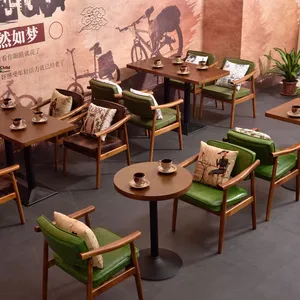 Juego de sillas de mesa de madera maciza de estilo moderno de gama alta nórdica para cafetería, restaurante, tienda de postres y bebidas, tienda de dulces, comedor informal - Product Image 1