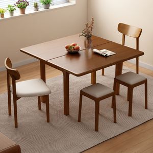 Solid Wood <b>Folding</b> <b>Dining</b> <b>Table</b> Extendable Square Long <b>Table</b> For Home Living Room Rubber Wood Furniture - Product Image 3
