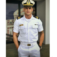 Tenue de pilote d'avion blanche ISO Factory, chemise et pantalon, uniformes maritimes personnalisés, tenue d'été à manches courtes brodée pour hommes de l'Académie navale