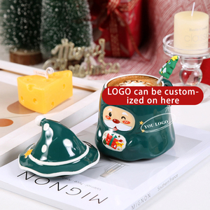 Christmas Ceramic <b>Mug</b> Set With Santa Hat Lid And <b>Tree</b> Spoon Gift Boxed - Product Image 5