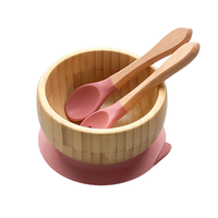 Ensemble de couverts en bois et bambou écologique personnalisé vaisselle pour les enfants mangeant une assiette et un bol en bois pour bébé