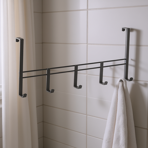 MetalTex Door Hanging <b>Rail</b> Lava 5 <b>Hooks</b> Over Door Storage Rack For Coats Hats Towels Bathroom Kitchen Use - Product Image 3