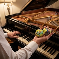 Bolas Musicales Baoding con Patrón de Bola de León Shouxing, Recubiertas de Resina, con Incrustaciones de Alambre Hechas a Mano, para Ejercicios de Manos y Alivio del Estrés