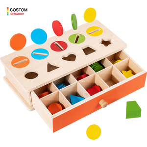 Educational Montessori Wood Sorting Matching Box Color Shape Sorting Learning Baby Toddlers Toys for Kids Boys Girls Wholesale - Product Image 1