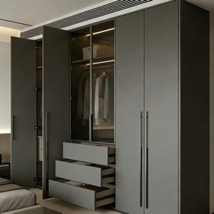 Armario <span class=keywords><strong>de</strong></span> Dormitorio BALOM Moderno, Personalizado, Minimalista, Versátil, Ecológico, <span class=keywords><strong>de</strong></span> Gran Capacidad, con Revestimiento <span class=keywords><strong>de</strong></span> Madera y Vidrio - Product Image 3