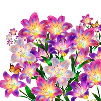 Lampes solaires CXS, 10 pièces, 40 têtes, design de lys coloré, tiges lumineuses, imperméables, ABS/acier inoxydable, décoration de jardin