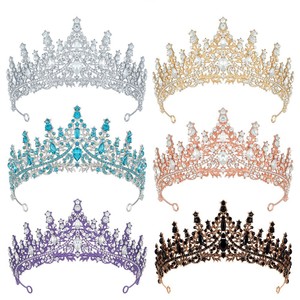 Tiara de <span class=keywords><strong>Boda</strong></span> Exquisita de Lujo de Metal Plateado de Estilo Europeo Corona de Pelo de Novia Elegante de Cristal Tiaras Barrocas Brillantes Hechas a Mano - Product Image 1