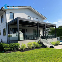 Pergola moderne de luxe en aluminium Sweet Home, toit à lamelles bioclimatiques motorisé, auvent extérieur imperméable, éclairage LED