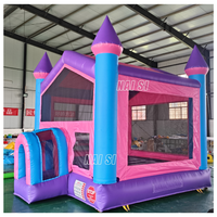 Château gonflable personnalisé de haute qualité et pas cher, 13x13 pieds, 4x4 m, rose, pour enfants