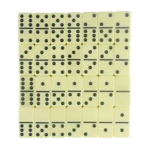 Classic Double 6 Dominoes Melamine Domino Sets Ivory Color Black Dot Domino With No Packing