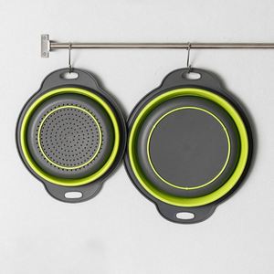 Juego de 3 coladores plegables de plástico para lavar frutas y verduras, filtro plegable de silicona para fregadero, cesta de drenaje para cocina - Product Image 3