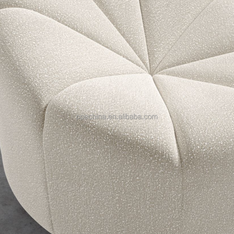 Modern Design 2023 Minimalist Cream White Lazy Pumpkin Sofa Shaped Boucle Lounge Chair With Footstool