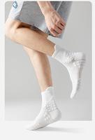 Chaussettes de course mi-mollet unisexe à semelle en tissu éponge à pois, avec coussinets de massage, respirantes, pour marathon, athlétisme et gym, logo personnalisé OEM