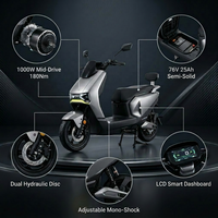 Moto électrique à batterie lithium 76V, vitesse 45 km/h, scooter électrique pour adultes, moto électrique à vendre
