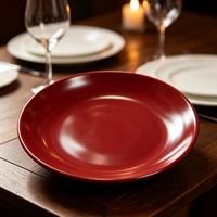 Vaisselle en porcelaine émaillée rouge de qualité supérieure, personnalisable, résistante au lave-vaisselle, durable pour l'hôtellerie, la restauration à domicile et l'usage domestique.