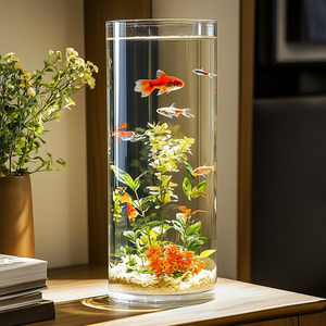 Modern Ultra-White Acrylic Transparent Cylinder <strong>Small</strong> Anti-Fall Plastic <strong>Tabletop</strong> Eco-friendly <strong>Aquarium</strong> Ornaments Living Room - Product Image 3