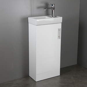 Modern Luxury Small <strong>Free</strong> <strong>Standing</strong> MDF <strong>Bathroom</strong> Cabinet Vanity with Ceramic Basin Lacquer Finish Framed <strong>Mirror</strong> for Cloakroom - Product Image 1