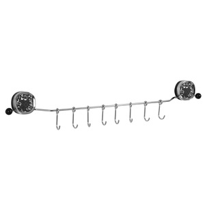 Stainless Steel Wall <b>Hook</b> Rack With 8 <b>Hooks</b> Punch Free Installation For <b>Kitchen</b> Utensil Storage - Product Image 1