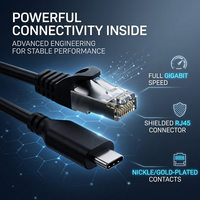Kabel Ethernet USB-C ke RJ45, Kabel LAN Gigabit 100Mbps 1000Mbps Tipe C ke RJ45 untuk Laptop, Ponsel, Tablet