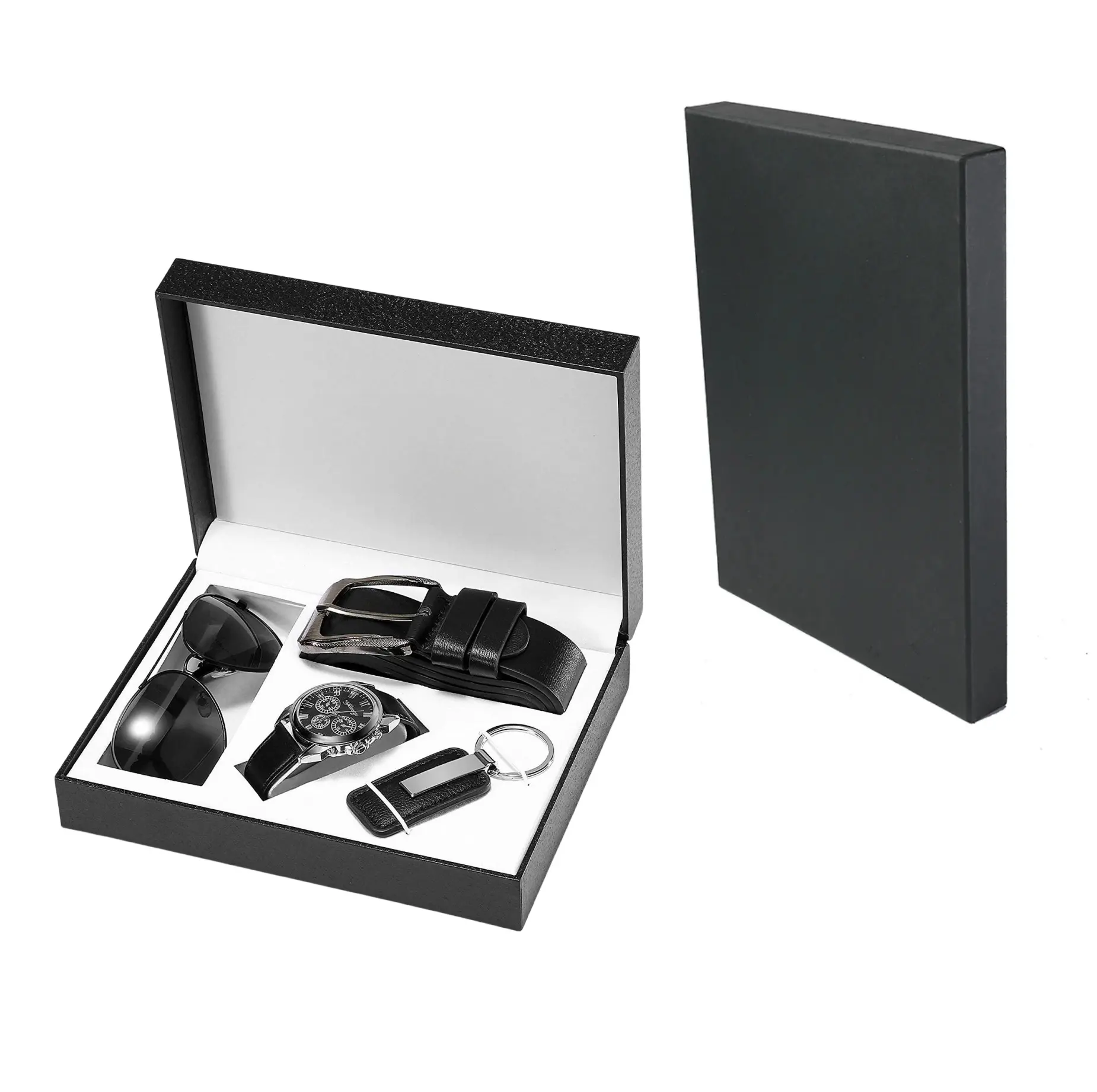 कस्टम मुद्रित क्रिएटिव फादर्स डे पुरुष खाली बॉक्स धूप का चश्मा चाबियाँ घड़ी बेल्ट सेट वर्तमान उपहार मैन बॉक्स के लिए