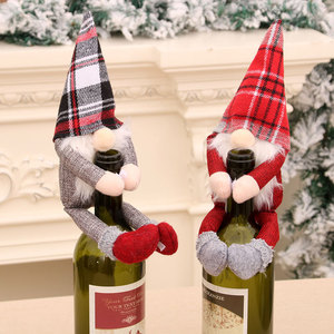 Decoraciones navideñas para el hogar, soporte para botellas de vino navideño, decoración para vino, muñeco de Papá Noel, soporte/funda para vino - Product Image 1