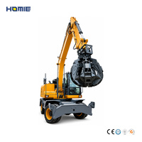 Pince hydraulique robuste pour excavatrice avec cylindre intégré, pour la récupération de métaux et la gestion des déchets métalliques