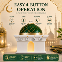 Lampu Tidur Speaker Al-Quran Kontrol Tombol Tekan LED Pemutar Al-Quran Colokan EU UK Lampu Mini Portabel untuk Bacaan Al-Quran