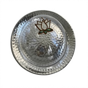 ถาดเสิร์ฟพร้อมฝาปิดอะคริลิกทรงกลมถาดเสิร์ฟสีเงินอลูมิเนียมโดม - Product Image 1