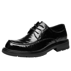 Chaussures Derby en cuir noir pour hommes FAPAI, bout rond, chaussures habillées de bureau, lacets avant, couleur unie, cuir de vachette pleine fleur - Product Image 5