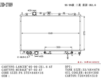 Radiateurs JD 27009 avec réservoirs en plastique pour MITSUBISHI LANCER 1995-1999 chez Radiators MR187964 MR204591 MR299618 MR299619 MR968352