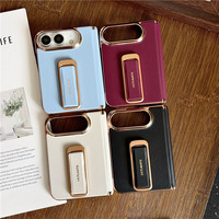Étui de téléphone en cuir à rabat pour iPhone Duo, écran pliable, support rotatif électroplaqué, coque unie pour Apple 18 Duo