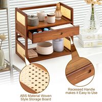 Support de rangement en bambou pour matcha, organiseur de tasses à thé de bureau, étagère de comptoir, présentoir pour la maison, la cuisine et le bar