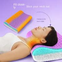 Oreiller cervical en mousse à mémoire de forme personnalisé OEM, respirant, orthopédique, soutien du cou, forme extraterrestre, tricoté, vente en gros d'usine, MOQ 50