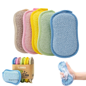 Lot de 5 <span class=keywords><strong>éponge</strong></span>s à vaisselle personnalisées avec logo, <span class=keywords><strong>éponge</strong></span>s de nettoyage multi-usages pour la cuisine, <span class=keywords><strong>éponge</strong></span>s en <span class=keywords><strong>microfibre</strong></span> non rayantes pour le nettoyage domestique de la vaisselle - Product Image 1