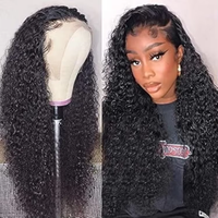 Perruque en cheveux humains vierges brésiliens bouclés et frisés, avec dentelle frontale HD transparente, couleur brun clair naturel, bonnet petit format