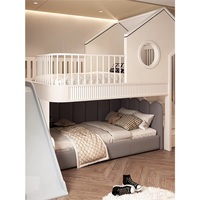 Lit superposé pour enfants en bois massif JS, design moderne, écologique, durable, avec glissière, rangement, escalier, rembourrage doux, meubles de chambre personnalisés