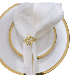Anneau de serviette haut de gamme en alliage de zinc avec motif feuille, style européen, pour fêtes, mariages, hôtels, largeur 2,5 cm - Product Image 1