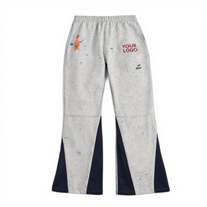 Pantalon de survêtement personnalisé à effet éclaboussures de peinture, coupe large, 100 % coton épais, style streetwear évasé, pantalon de jogging - Product Image 1